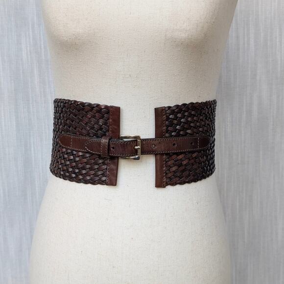 Michael Kors Accessories - MICHAEL Michael Kors Brown Leather Braided Wide Waist Belt, Size XS/S